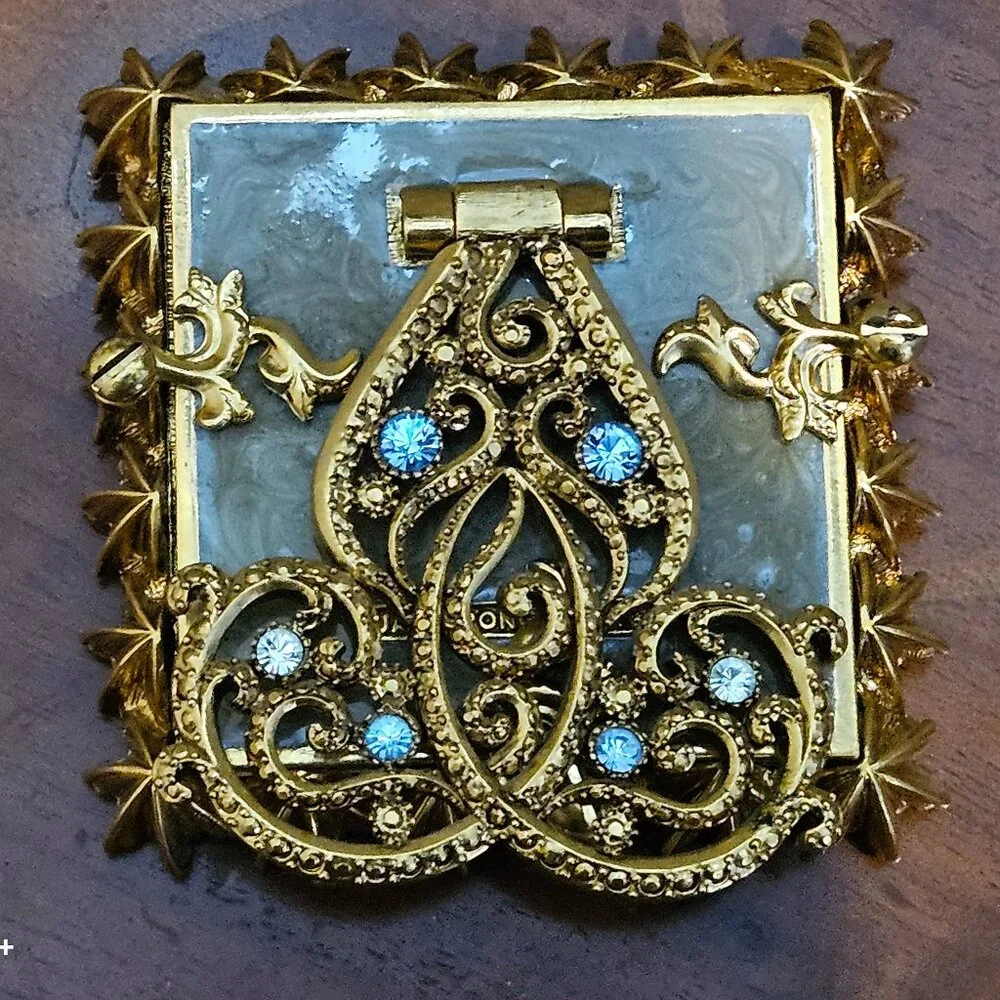 RARE JAY STRONGWATER FLOWER EDGE DELFT GARDEN PEARL STONE CRYSTAL ENAMEL FRAME